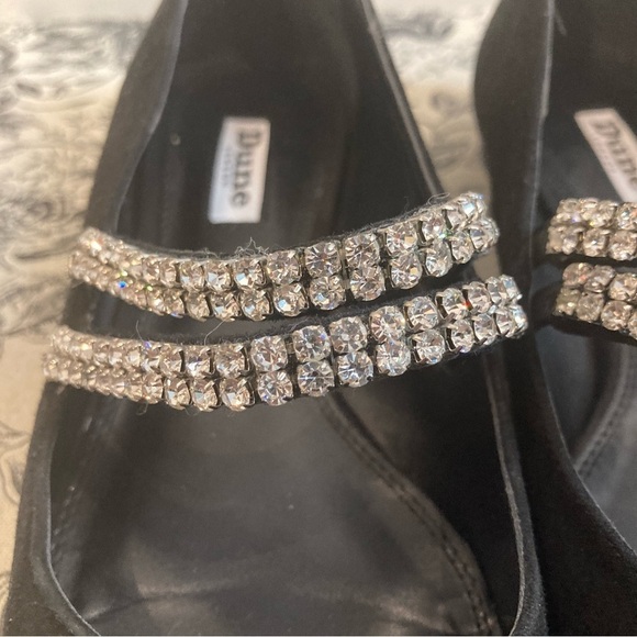 DUNE LONDON Sz 38 Suede and Rhinestone Pointy Ballet Slip On Flats - Picture 3 of 12